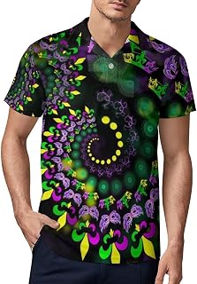 Endless Mardi Gras Vortex Men's Polo Shirts Short Sleeve Sports Golf Shirt Casual T-Shirt Tee Top