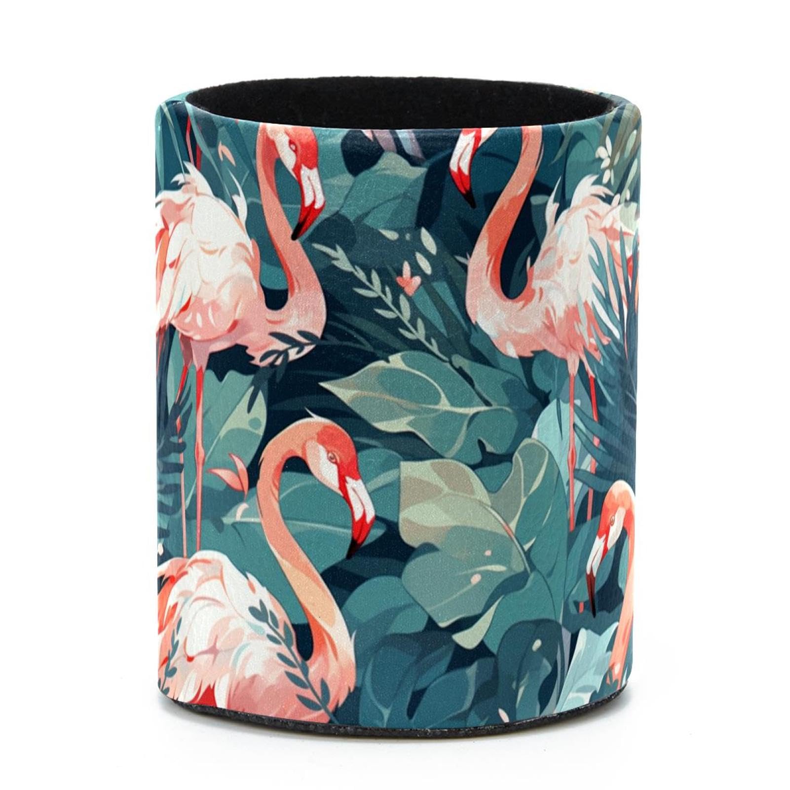 VAPOKF Round Pencil Holders for Desk, Flamingo Pen Holders Pen Pot Makeup Brushes Storage Desktop Stationery Supplies Organiser for Home Office
