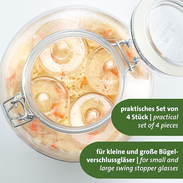 Westmark Lot de 4 poids de fermentation - Kit de fermentation composé de 4 poids pour fermentation - Poids en verre en deux tailles - Accessoires pour fermentation - Verre Ø 7 cm - 3