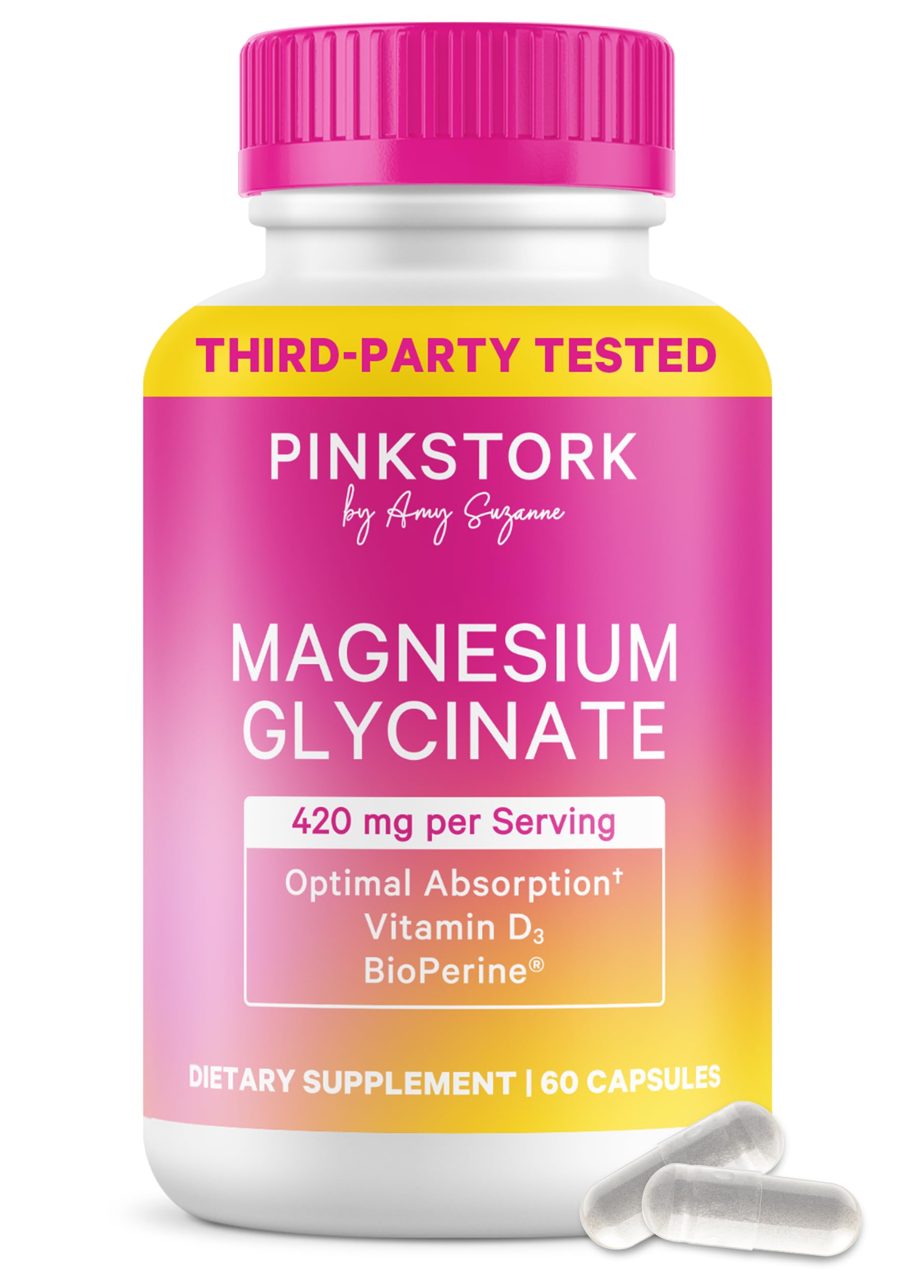 Magnesium Glycinate with Vitamin D - Magnesium Supplement for Women to Support Natural Calm, Mood, and Sleep - Hormone Balance for Women - 60 Capsules, 1 Month Supply