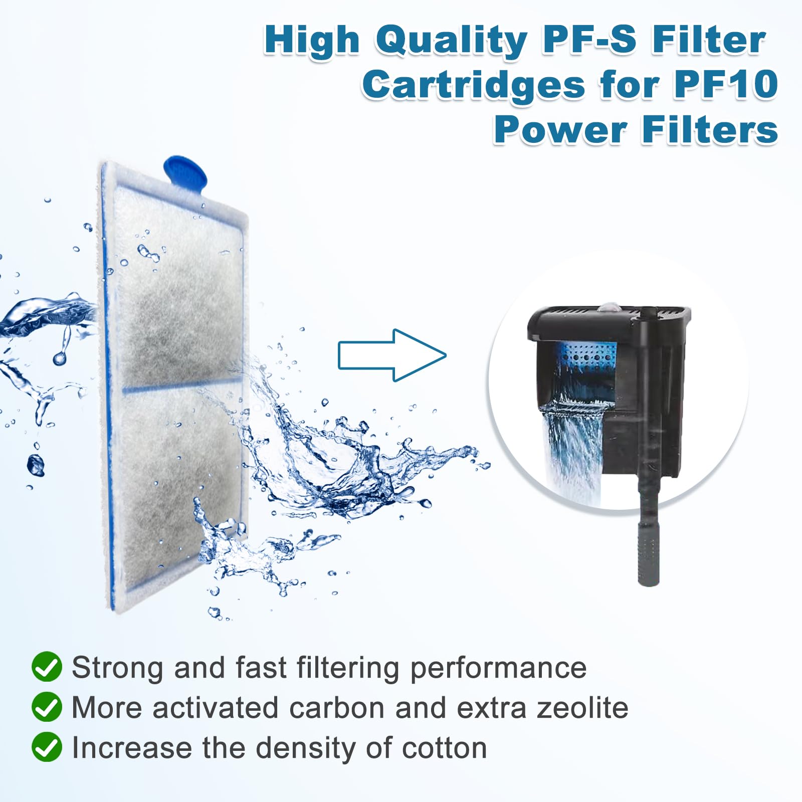 driamor Paquete de 10 cartuchos de filtro PF-S para peceras, cartucho de filtro pequeño Silenstream PF-S de algodón grueso con zeolita de repuesto para filtros de alimentación TOP FIN PF10