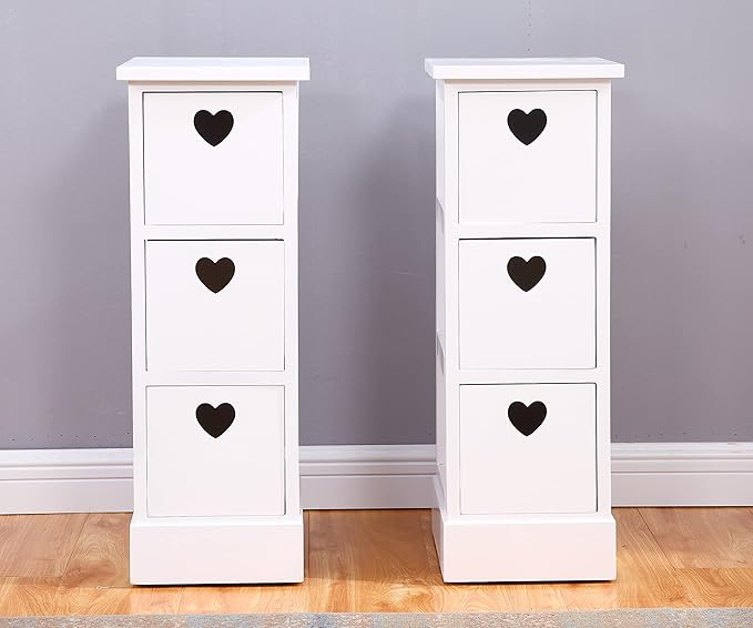 FUSIDE Pair of Bedside Table,Fully Assemblyed,Three Drawers Bedside