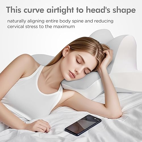 Miniatura 6 de Almohada de lectura para mentir, inclinarse y propensa, almohada de espuma viscoelástica de contorno, almohada cervical ergonómica para aliviar el