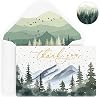 Artoid Mode 24 Pack Mountain Tree Forest Thank You Cards Golden Polka Dot Greeting Cards Gift With Envelope Sticker Blank Note Cards for Birthday Wedding Baby Shower Bridal Shower, 4 x 6 Inch