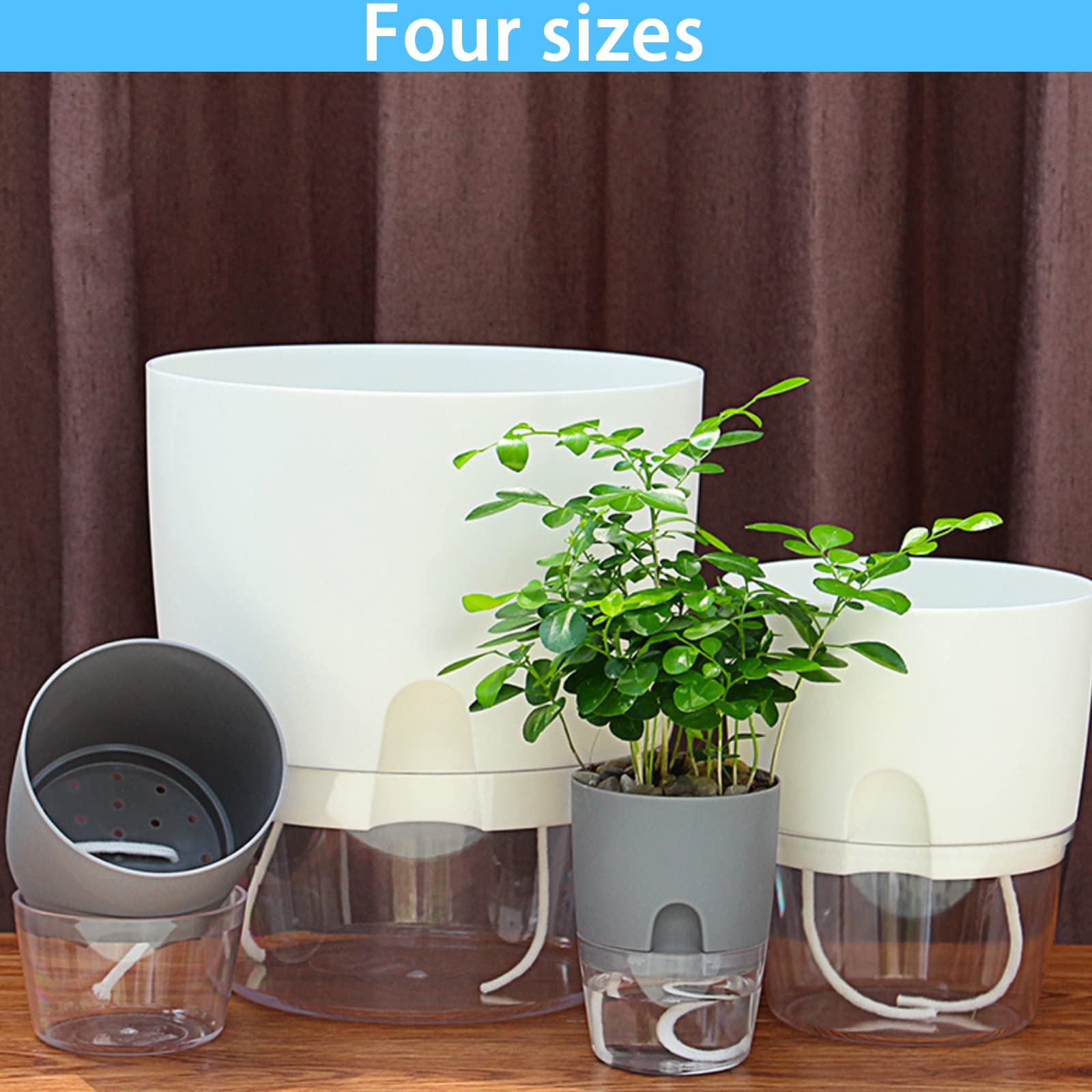 Macetas Plástico, 3pcs 23.3cm Riego Automático Macetas para Interior, Exterior, Plantas, Flores, Jardinería - Gris