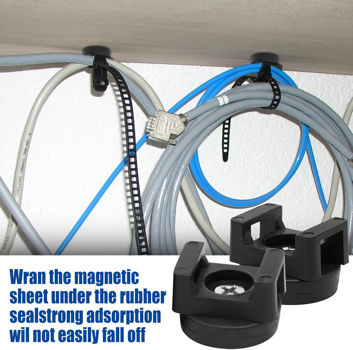 Magnetic Cable Zip Tie Base, Heavy Duty 18lbs Vertical Tension, Multipurpose Wire Clips Management Holder, Supplies for Electrical Cable Wire Organization (22mm, Count, 20)