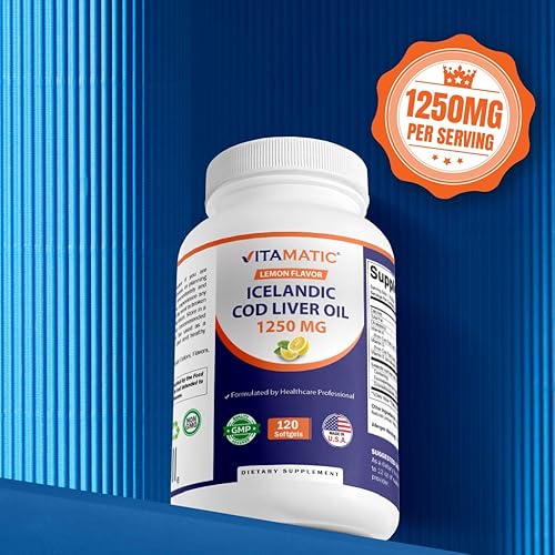 Miniatura 4 de Vitamatic Paquete de 2 cápsulas de aceite de hígado de bacalao islandés de 1250 mg 120 cápsulas blandas (sabor a limón) - Promueve la salud