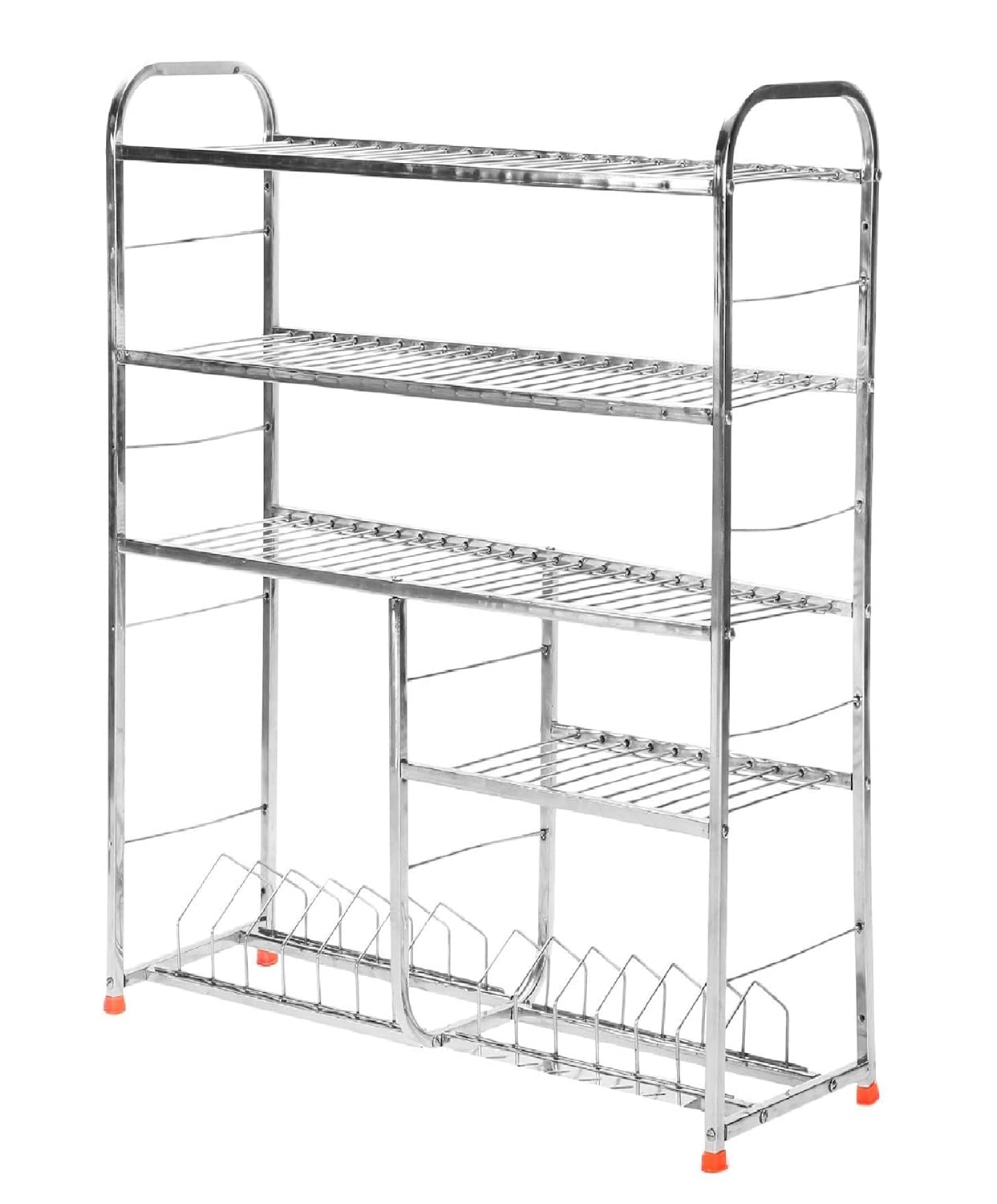 SUPRAS Stainless Steel Dish Rack with Cutlery and Plate Kitchen Stand 5 Shelf Wall Mount