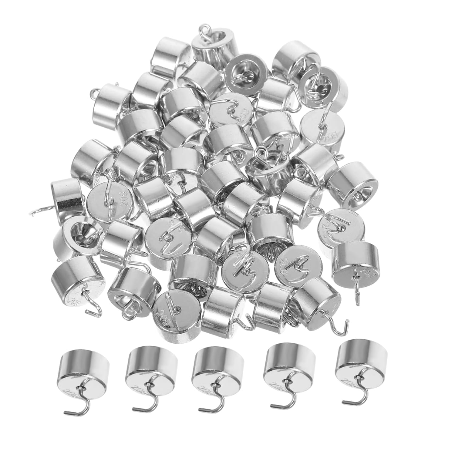 CHILDWEET 50pcs Double Hooked Lab Weight Set Each Chromium-Plated Iron Metal for Physics Education and Research Precision Control Slotted Weights for Science Experiments