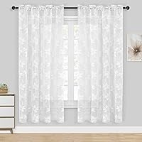 Vista 34 de DWCN Cortinas traslúcidas para cocina, bolsillo para barra de encaje floral beige, 52 x 36 pulgadas, 2 paneles Encaje Beige