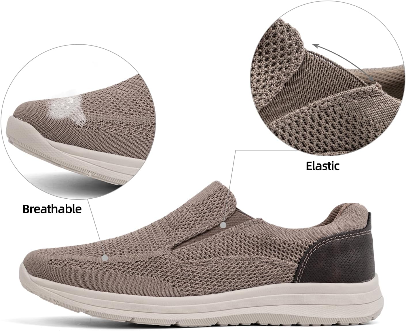 VJH confort Men's Slip-on Loafers Walking Shoes Lightweight Comfortable Casual Knit Athletic Sneakers - Image 3