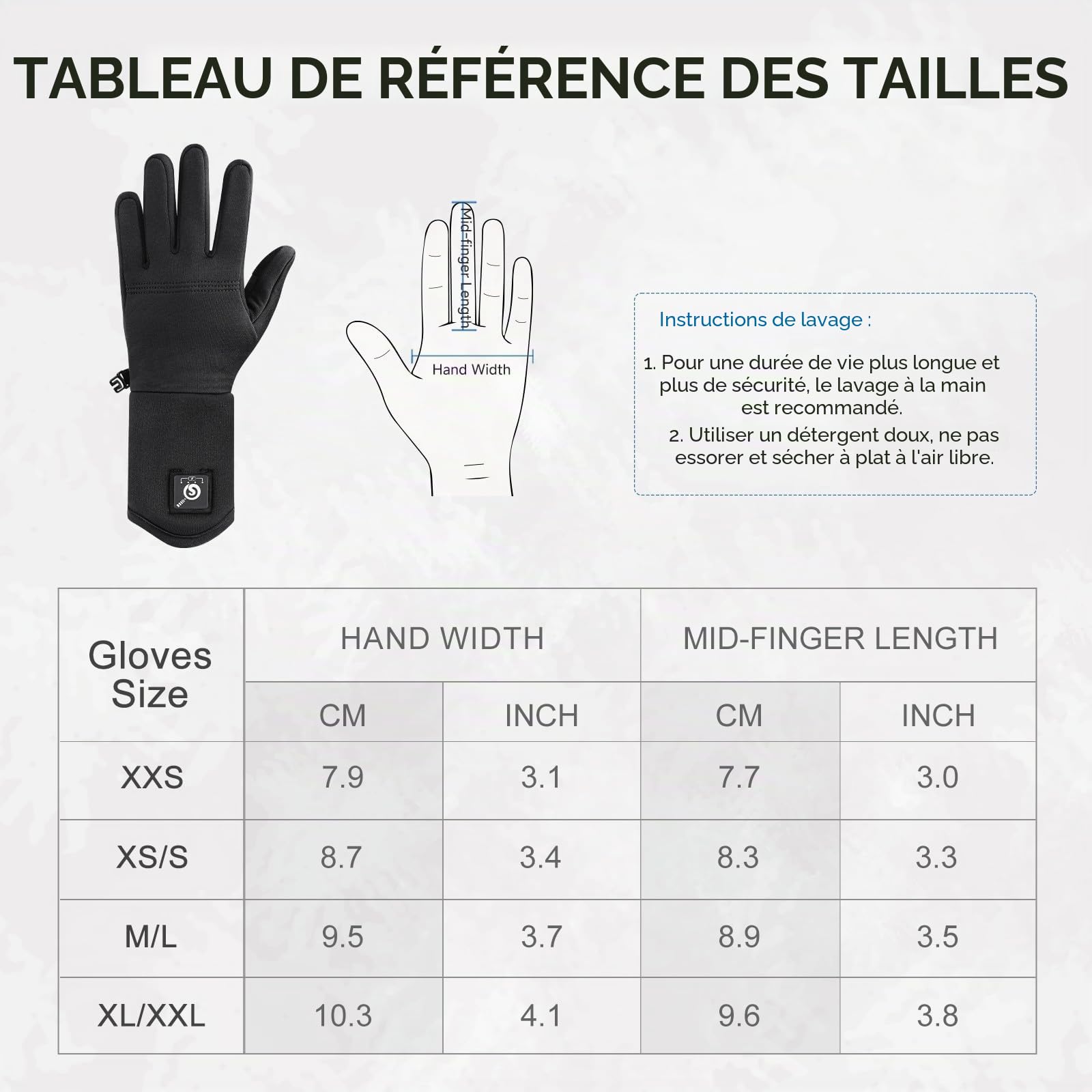 Day Wolf Gants Chauffants Électriques 7.4V 2200mAh Rechargeable pour Ski Randonnée Moto Hiver