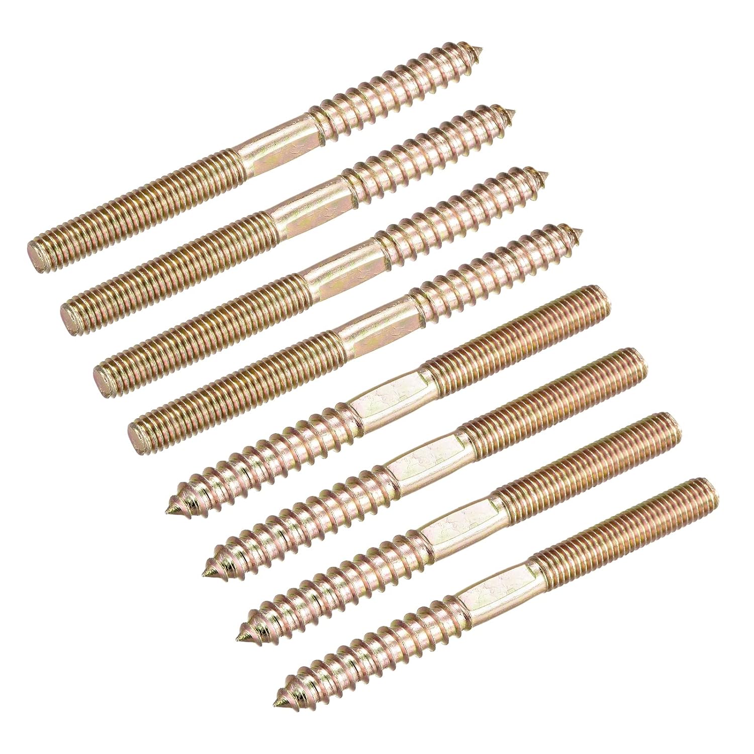M8x100mm Hanger Bolts, 8pcs Double Head Thread Dowel Screws for Wood Furniture