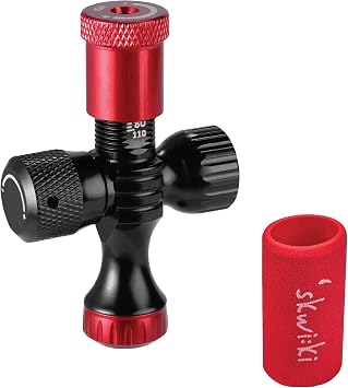 Skwiki PRE-Set Pressure Bicycle CO2 Inflator/Deflator, Regulate Tire Pressure Upon Desired Level, Insulated Grip Sleeve, Presta Compatible, Compact, for MTB, Gravel, and Road Bikes