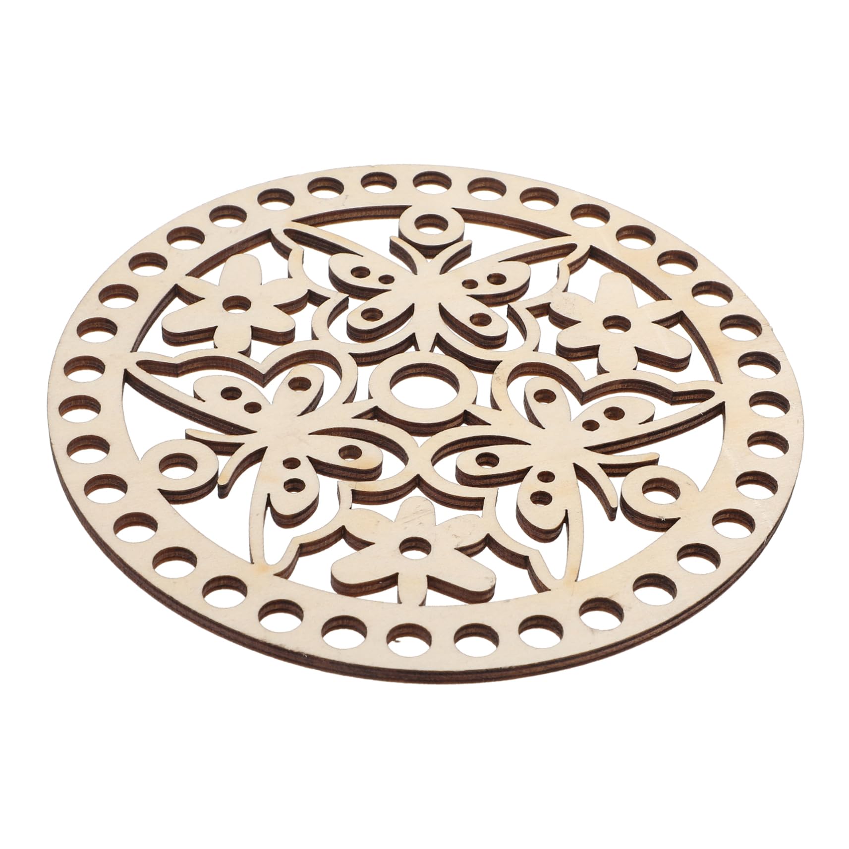 Housoutil Crochet Basket Bottom Wooden Base 2pcs Round Craft Base for DIY Bag Weaving Handbag Decor