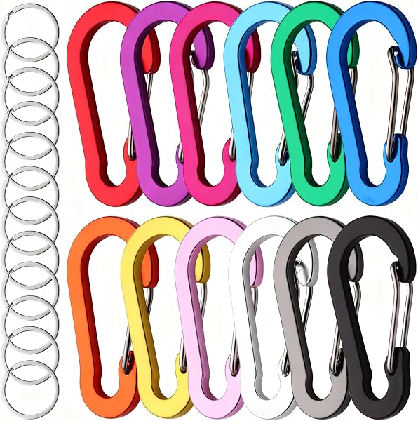 12 Mousqueton Multifonction, 50mm Mousquetons Porte Clé, Mousqueton en Aluminium, pour Sports de Plein Air, Randonnée, Camping et Pêche - 1