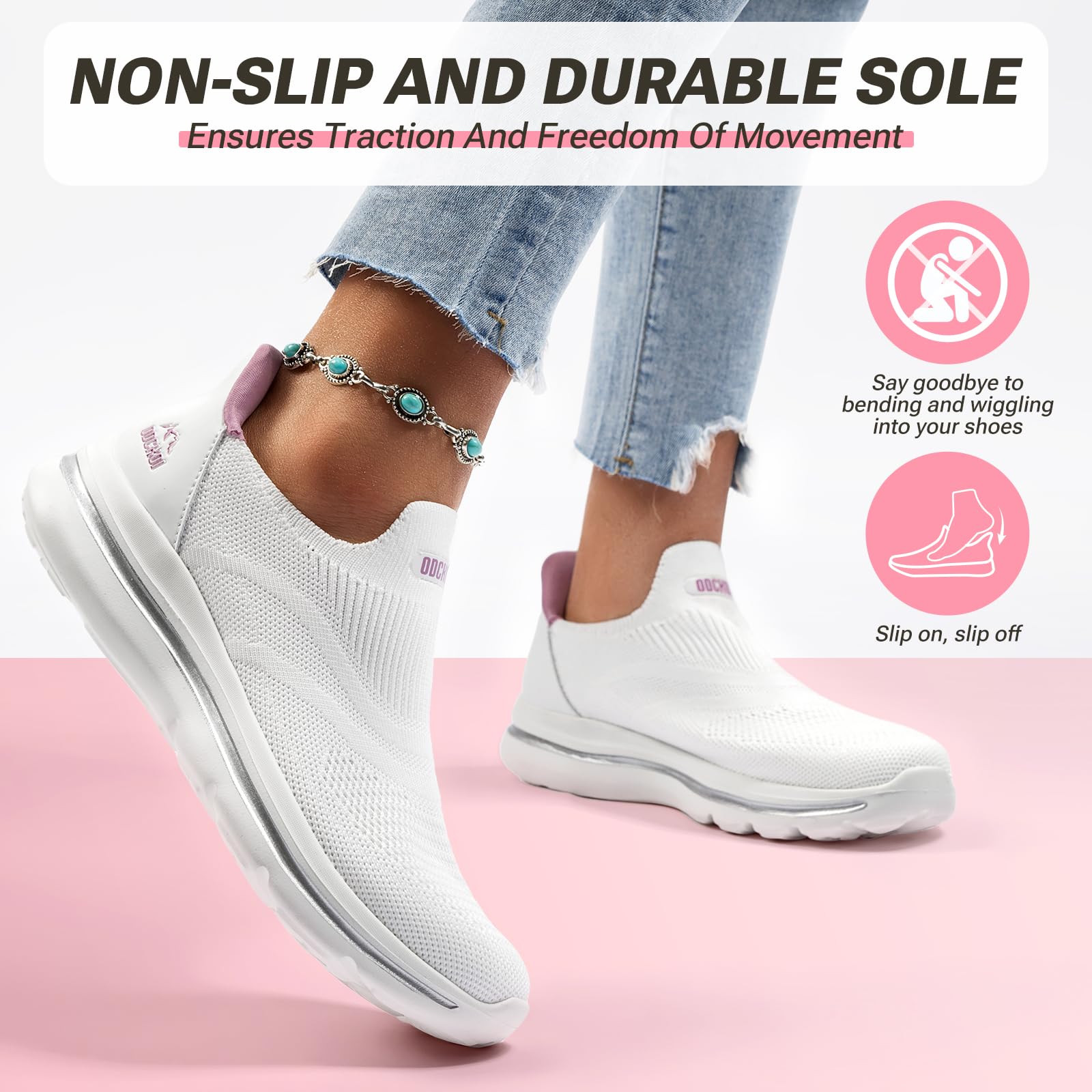ODCKOI Slip on Damen Sneakers Bequem Atmungsaktiv Walkingschuhe Damen Leicht Jogging Fitness Turnschuhe