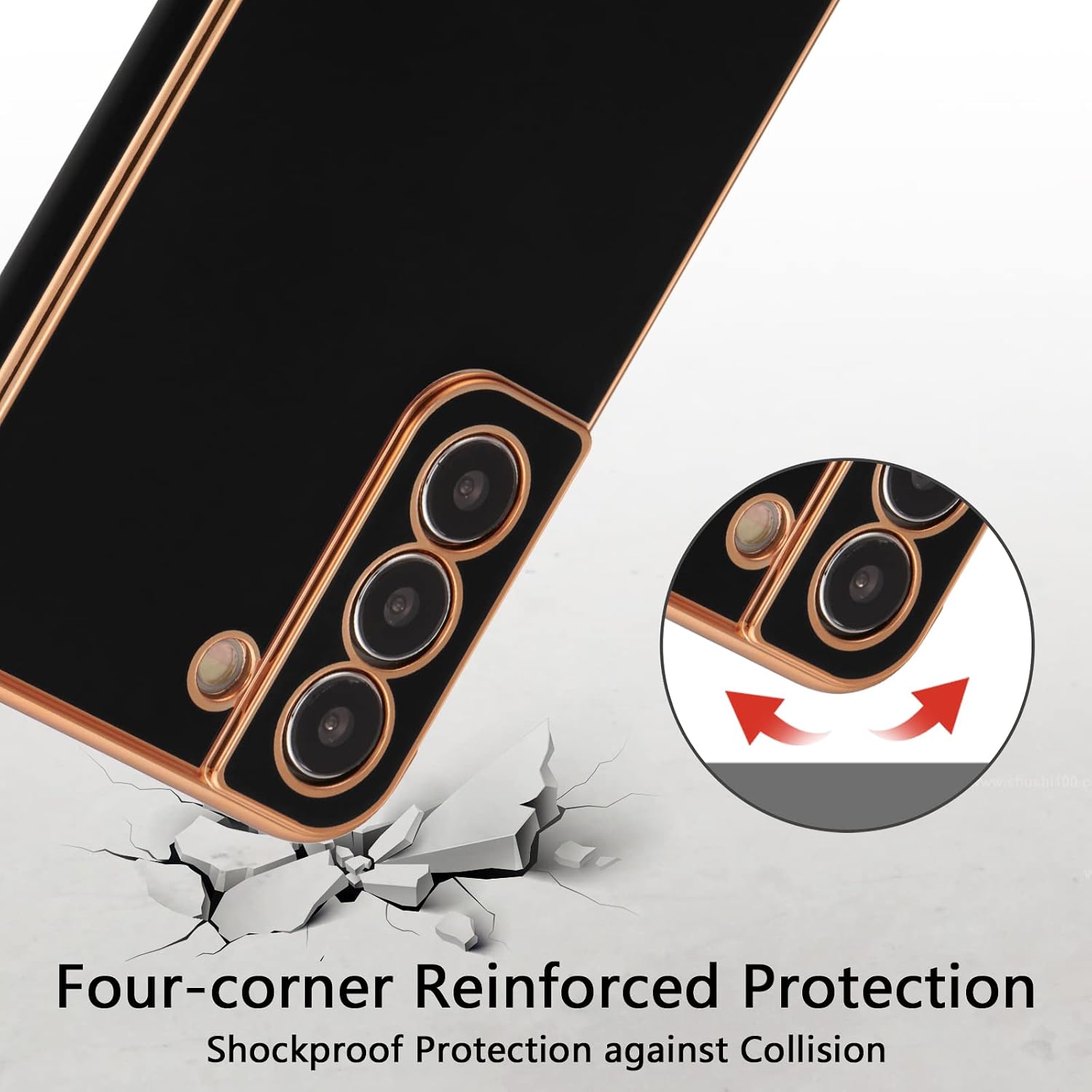 RALEAVO for Samsung Galaxy S21 5G Case Luxury Plating Edge Phone Cover Slim Lightweight Glossy Bling Cover Soft TPU Shockproof Bumper Electroplated for S21 Phone Case,Black