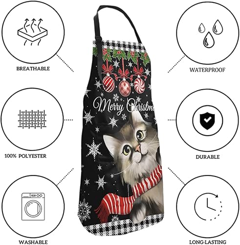 Miniatura 6 de Giwawa Delantal unisex resistente de 33 x 28 pulgadas con 2 bolsillos, delantales de cocina adecuados para barbacoa, parrilla, dibujo, corte de pelo