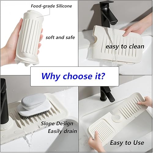 Miniatura 4 de Protector de fregadero de silicona, protector contra salpicaduras, bandeja colectora de goteo, soporte de esponja, se adapta al tubo de grifo de 2.5
