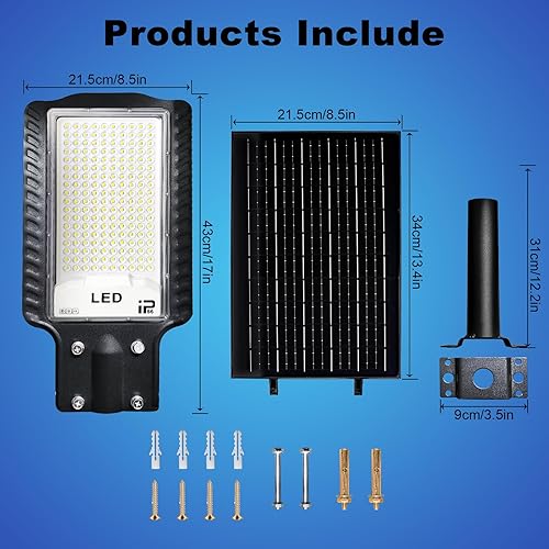 Miniatura 7 de Eleganted CHX-2000W - Farolas solares para exteriores, 6500 K, luz solar de estacionamiento, IP66 impermeable del atardecer al amanecer, luces de