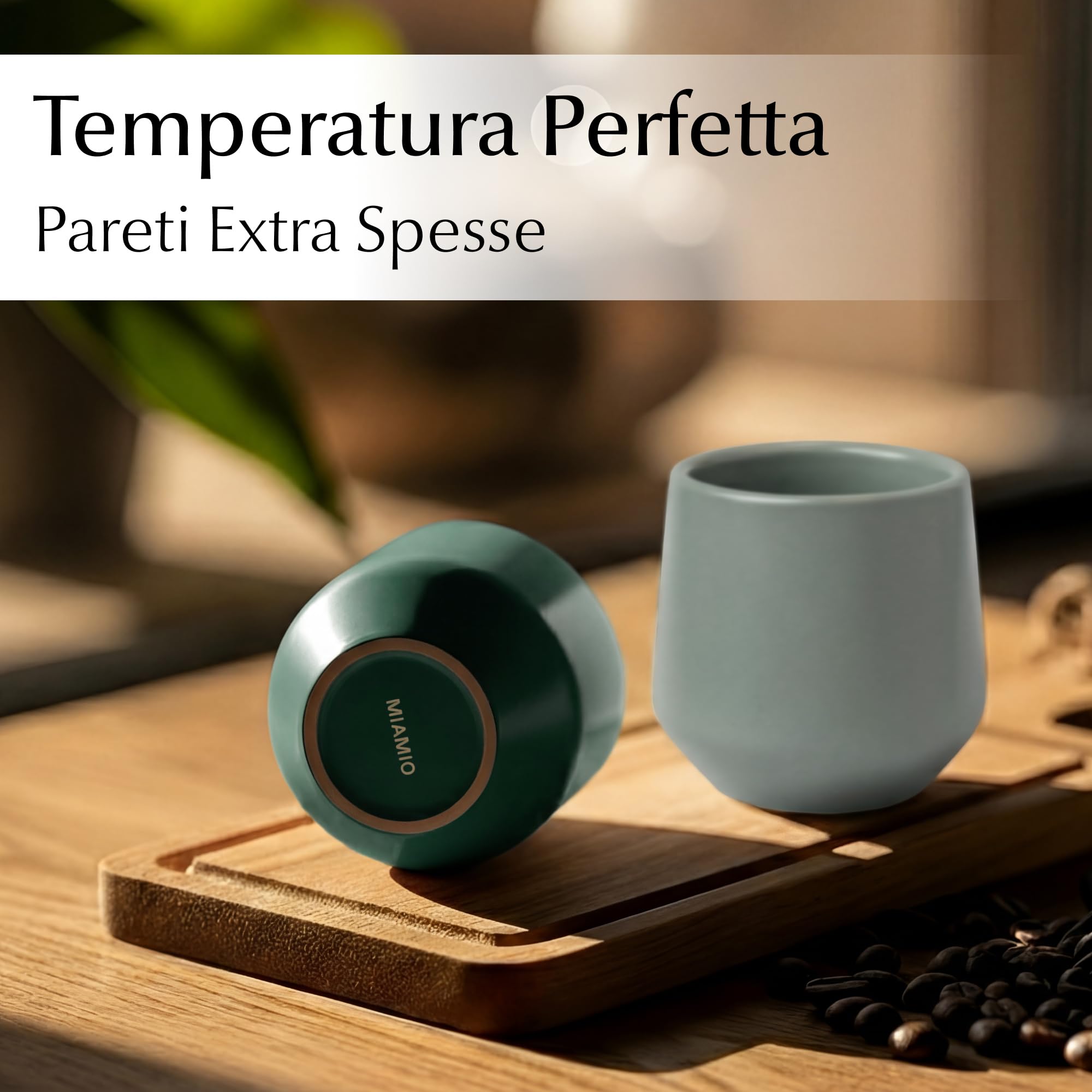 MIAMIO Set di Tazzine da Espresso 4 Pezzi 90 ml Ceramica Collezione Luxe