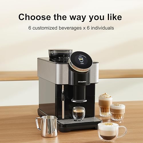 Miniatura 6 de Dr.coffee H1 - Máquina de café espresso totalmente automática, cafetera de grano a taza, cafetera espresso con varita de vapor, 6 bebidas