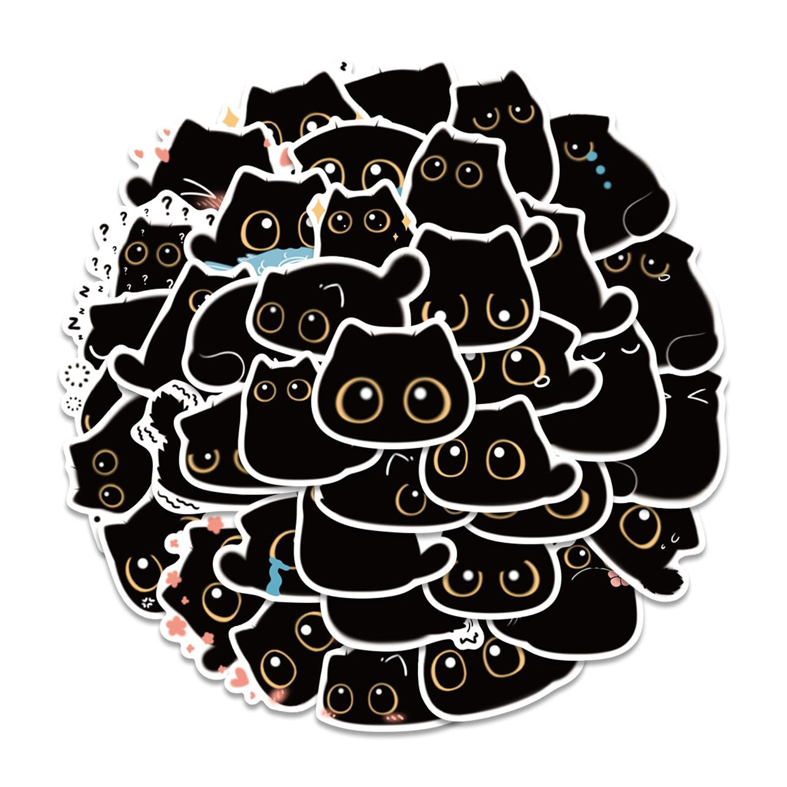 40 pegatinas de gato de 4 a 7 cm, impermeables, de PVC, para portátiles, monopatines, álbumes de recortes, coche, decoración de bricolaje