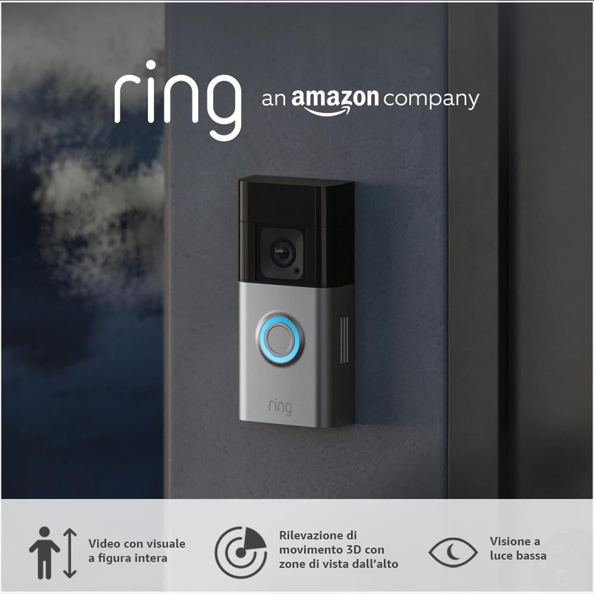 Ring Videocitofono Pro a batteria (Battery Video Doorbell Pro) + Chime (3ª gen.) | campanello con telecamera senza fili | Rilevazione di movimento 3D | Prova gratuita di 30 giorni di Ring Home