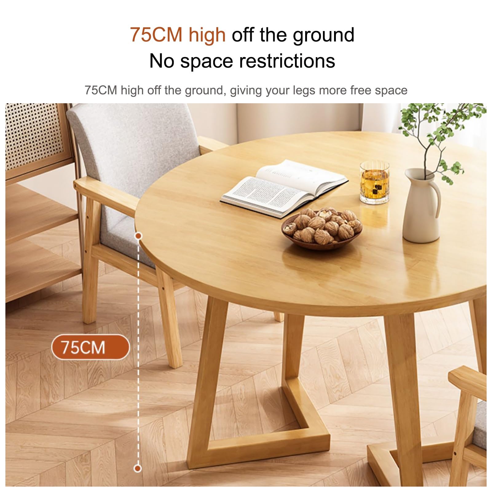 Juego de mesa y sillas para sala de recepción de oficina, mesa de recepción para negociaciones comerciales, juego de barra de desayuno con 4 sillas redondas para comedor y ocio (nogal, 100 * 75 cm /