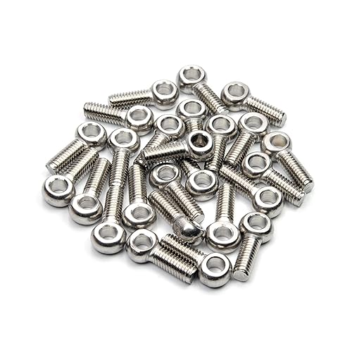 Miniatura 2 de Bettomshin 25 piezas M6 x 0.787 in Machinery Shoulder Swing Lifting Eye Bolt 304 acero inoxidable métrico pasador eje pasador pasador bucle agujero