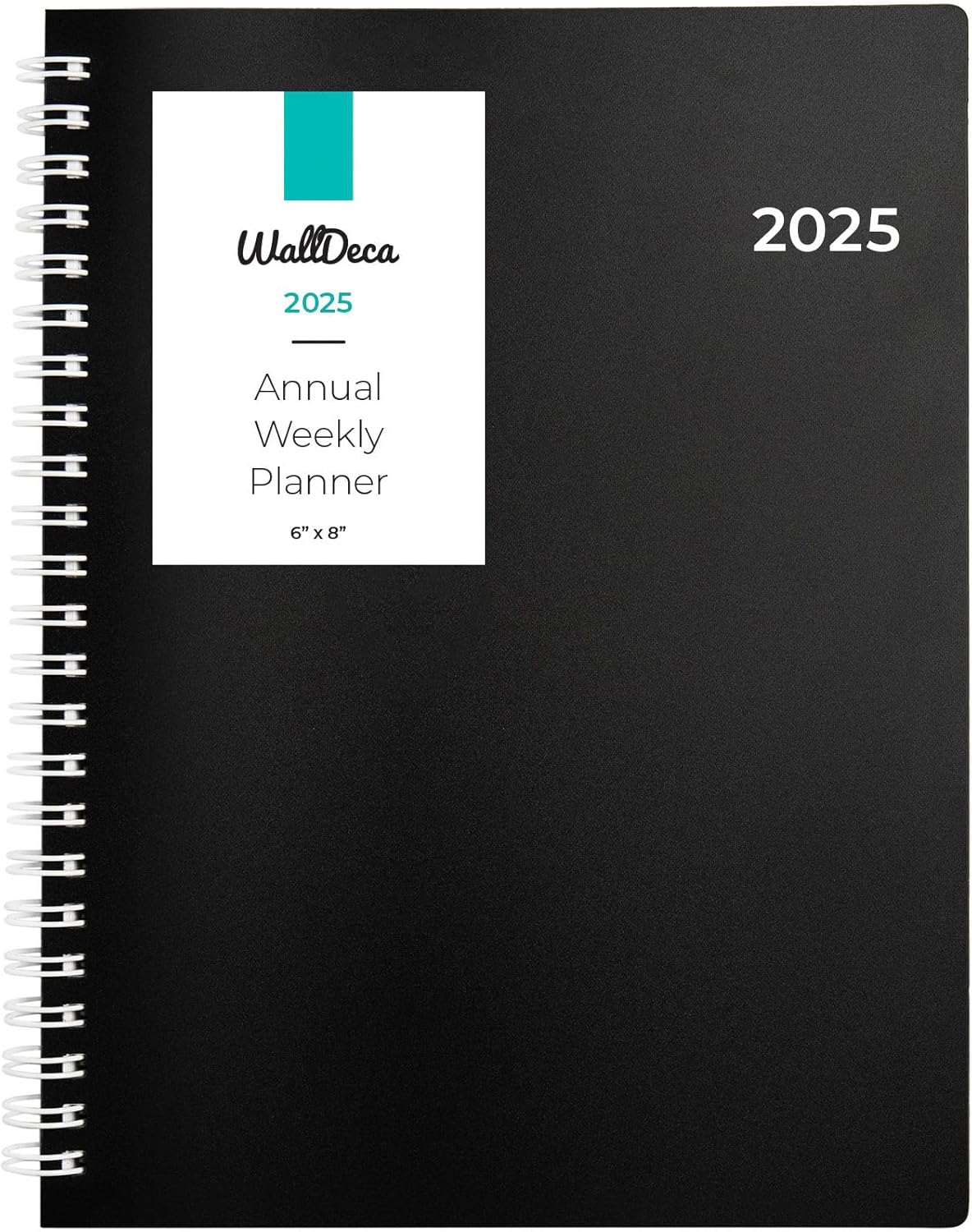 WallDeca 2025 Annual Weekly Planner, Weekly & Monthly Planner, Jan 2025 – Dec 2025 | Flexible Cover, Notes Pages, Twin-Wire Binding (2025 (8 x 6-Inch))