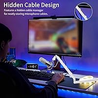 Vista 7 de White 360° Rotatable Mic Stand, Microphone Boom Arm, Low Profile Mic Arm, Compatiblewith 3/8" 5/8" 1/4" Screw, for Podcasts Gaming Office Recording