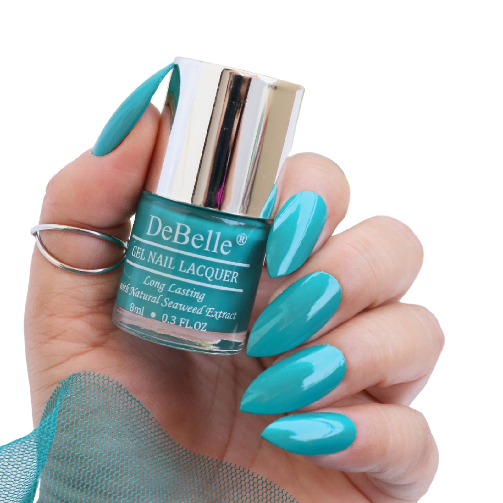 Gel Nail Polish Royale Cocktail (Turquoise Blue Nail Paint)|Non UV - Gel Finish |Chip Resistant | Seaweed Enriched Formula| Long Lasting|Cruelty and Toxic Free| 8ml