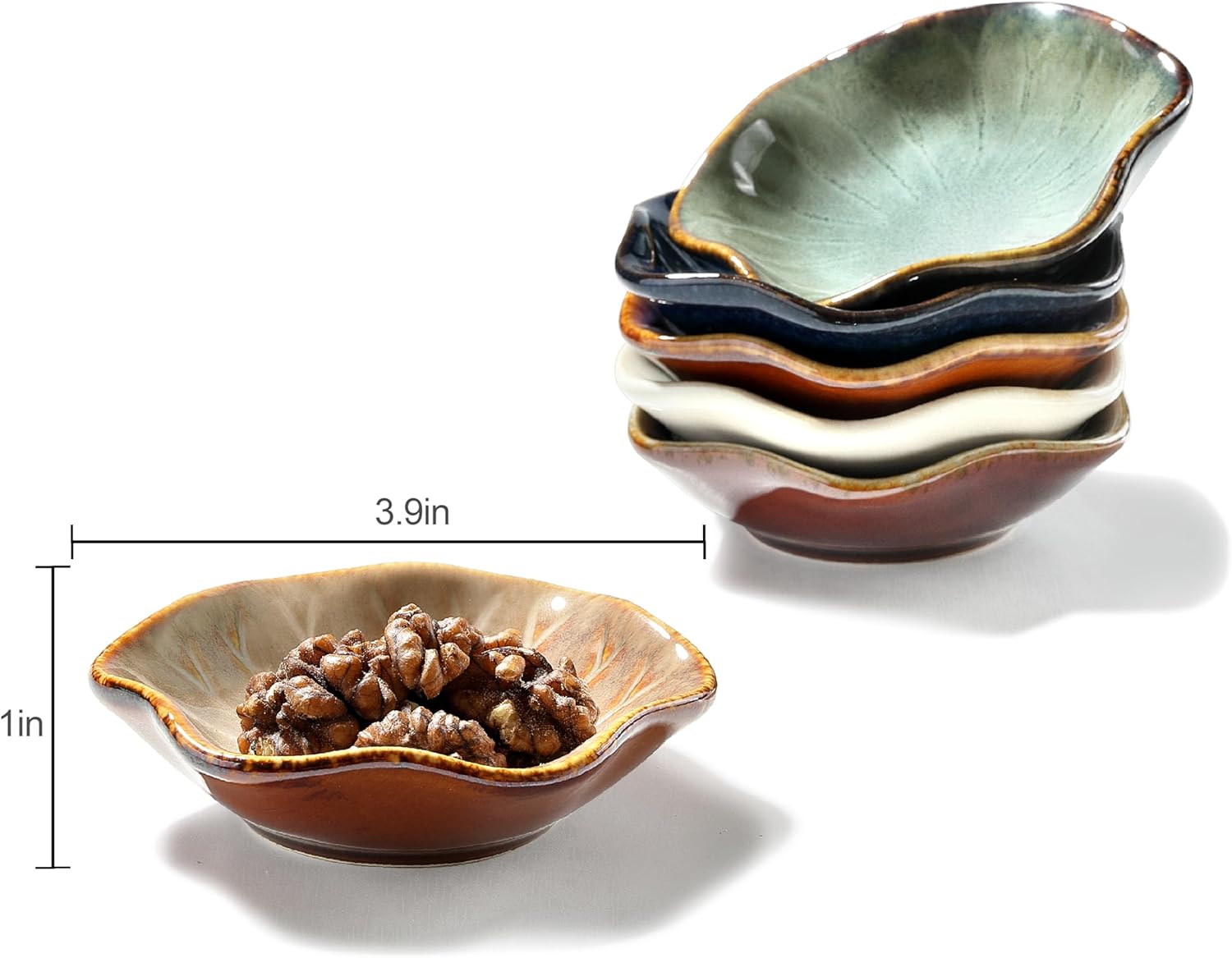 Soy Sauce Dish, Ceramic Small Dipping Bowls, Pinch Bowl for Side Dishes