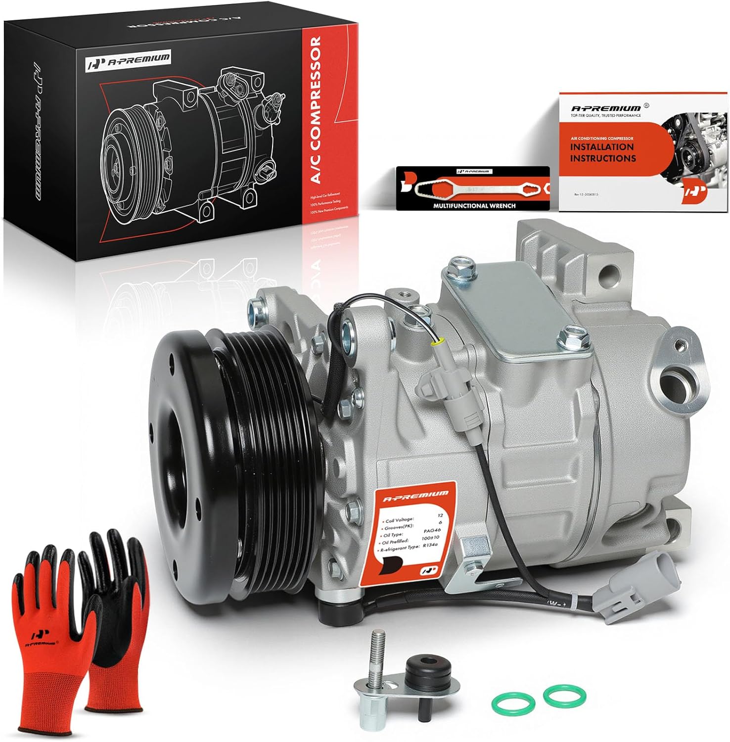 A-Premium Air Conditioner AC Compressor with Clutch Compatible with Lexus GS300 3.0L 1998-2005, IS300 3.0L 2001-2005, It comes with 7SBU16H compressor, not 7SBU16C