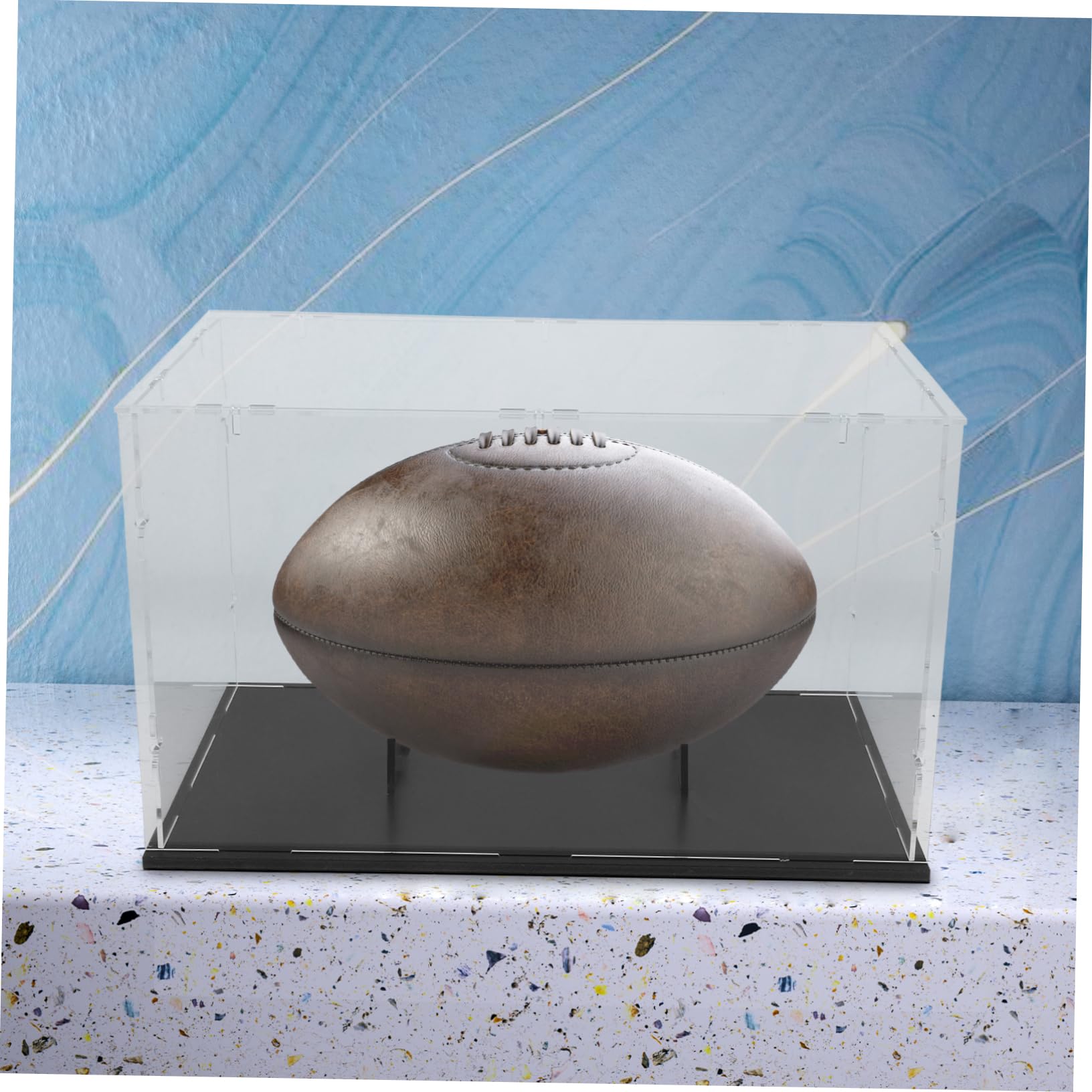 Vitrina para Balones de Rugby Desmontable Caja Acrílica Antipolvo Soporte Multiusos Diseño Resistente Exhibición de Rugby para Almacenamiento Deportivo