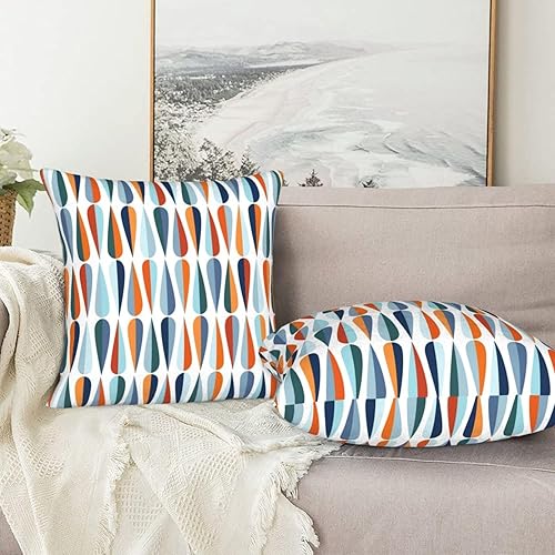 Miniatura 7 de Juego de 2 fundas de almohada con formas de caída de mediados de siglo, 18 x 18 pulgadas, fundas de cojín para sofá, dormitorio y decoración del