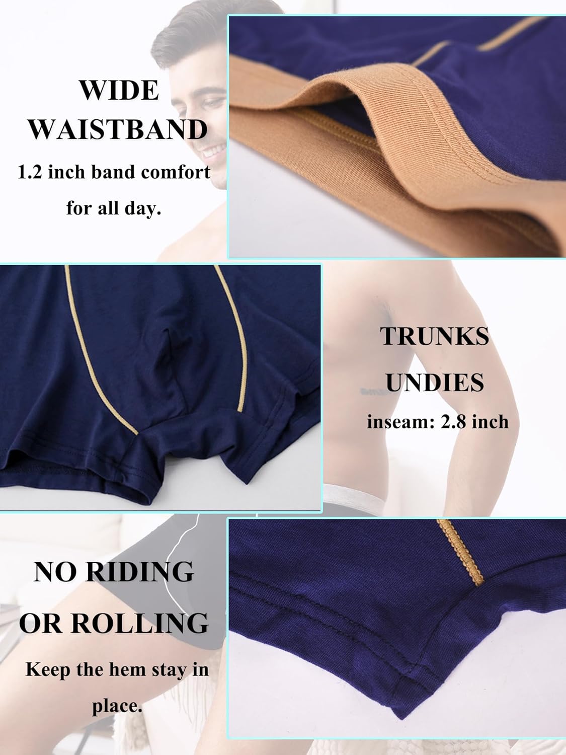 DingLu Men's Underwear Breathable Soft Trunk Briefs Comfortable Viscose Underwear 3 Pack - Image 6