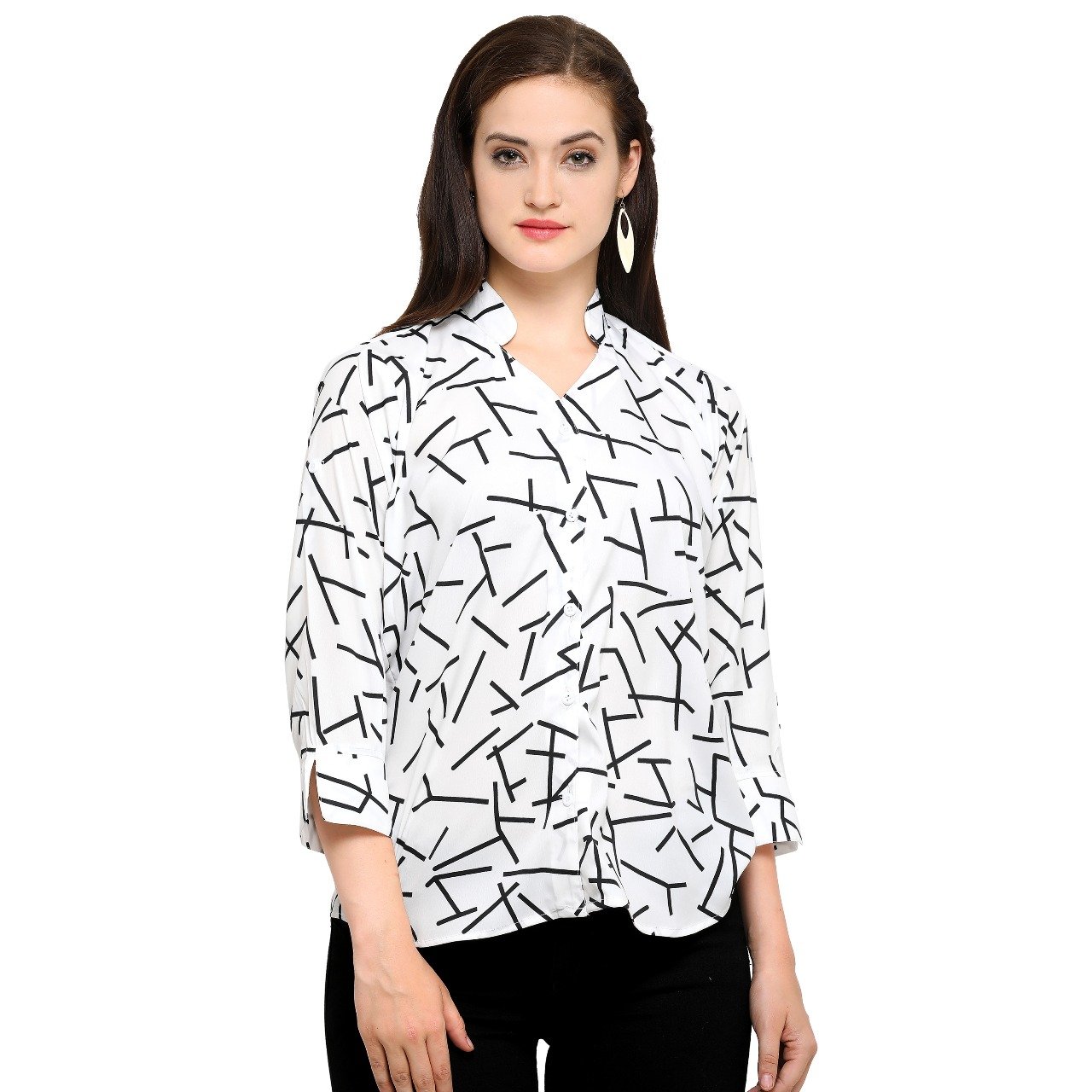 OSLC Women's Shirt Tops for Women Girls Ladies Latest Stylish Designer Partywear Western Collection (Large)