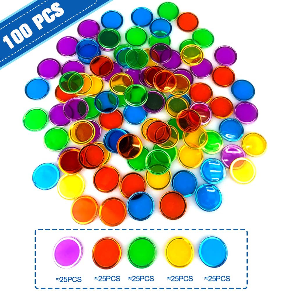 Jetons de Loto avec Anneaux Métalliques - Accessoires de Jeu d'Échecs Transparent pour Bingo - Puces de Comptage de Mathématiques