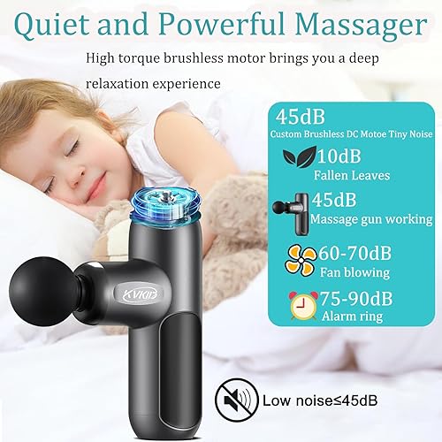 Miniatura 4 de Mini pistola de masaje, masajeador muscular de percusión con 4 accesorios, pistola masajeadora portátil de mano para espalda, dolores musculares,