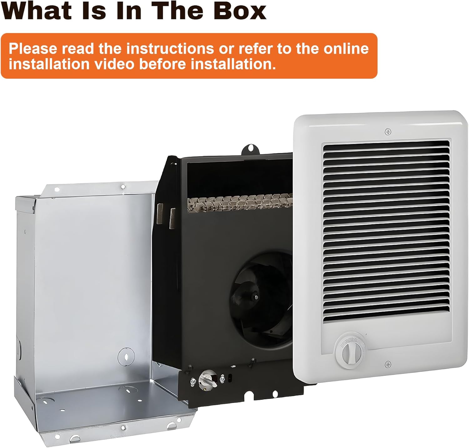 Electric Wall Heater Complete Unit with Thermostat, Model CSC202TW, 2000 Watt, 240 Volt, White