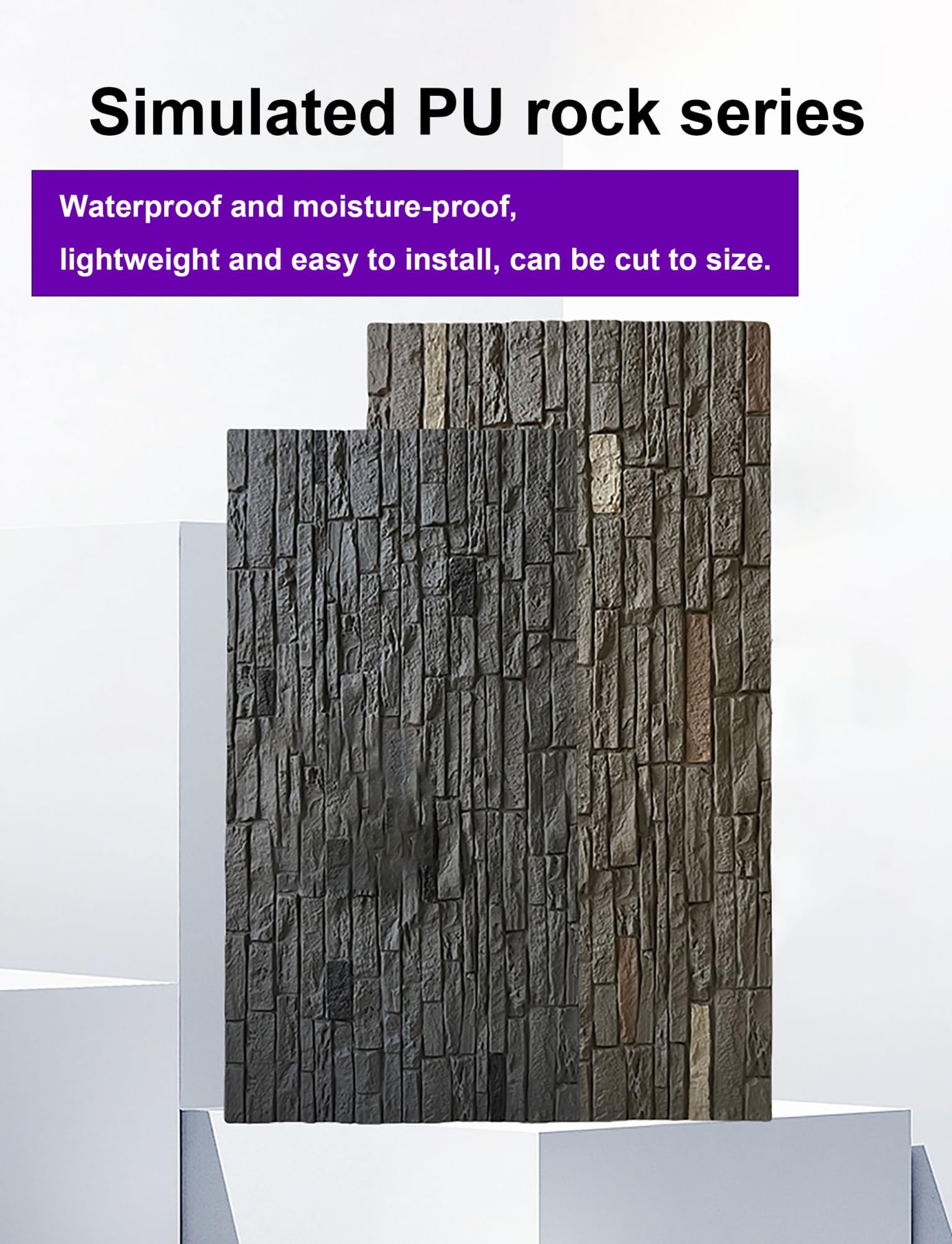 3 paneles de pared de piedra sintética 3D sin juntas, imitación piedra, revestimiento ligero for decoración de paredes interiores y exteriores(H)