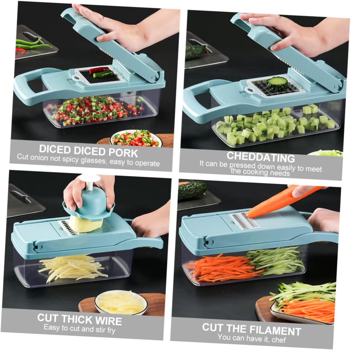 Amosfun Multifunctional Vegetable Chopper Slicer Grater Egg White Separator Plastic Easy to Use for Home Cooking for Slicing Potatoes and Vegetables