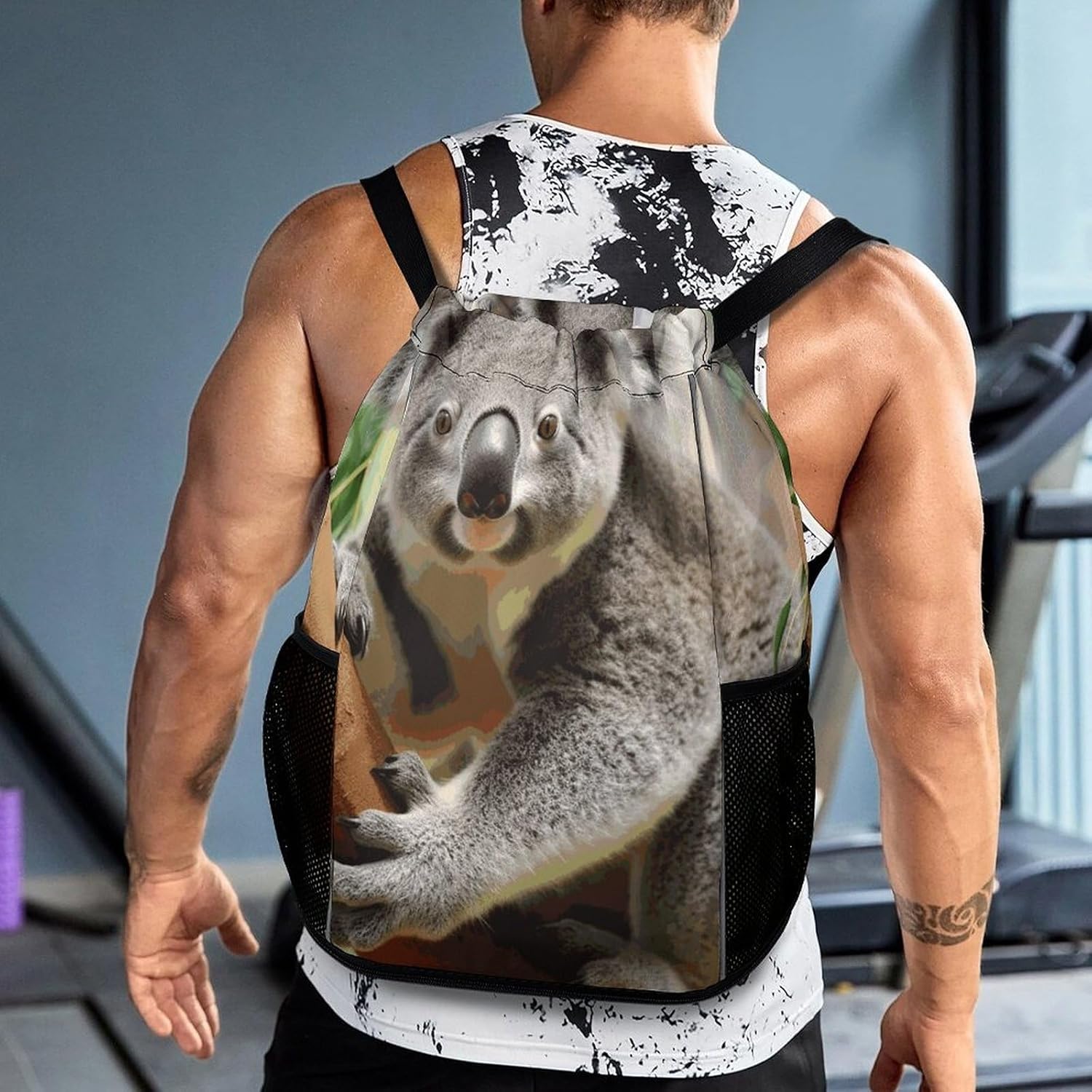 Fitness Drawstring Backpack Waterproof Gym Bag Cute Koala Lightweight Dry And Wet Separation Swim Bag