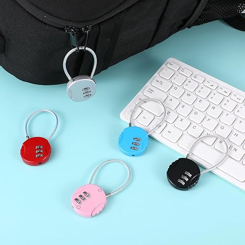 Miniatura 6 de Paquete de 5 candados de combinación de 3 dígitos pequeños combinados con número de equipaje, bloqueo impermeable reiniciable para escuela,