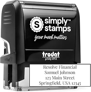 Custom 4 Line Address Stamp - 12 Font Options - Self-Inking Address Stamp (4 Line Stamp) Up to 4 Lines of Custom Text | Multiple Ink Color Options (1, Large)