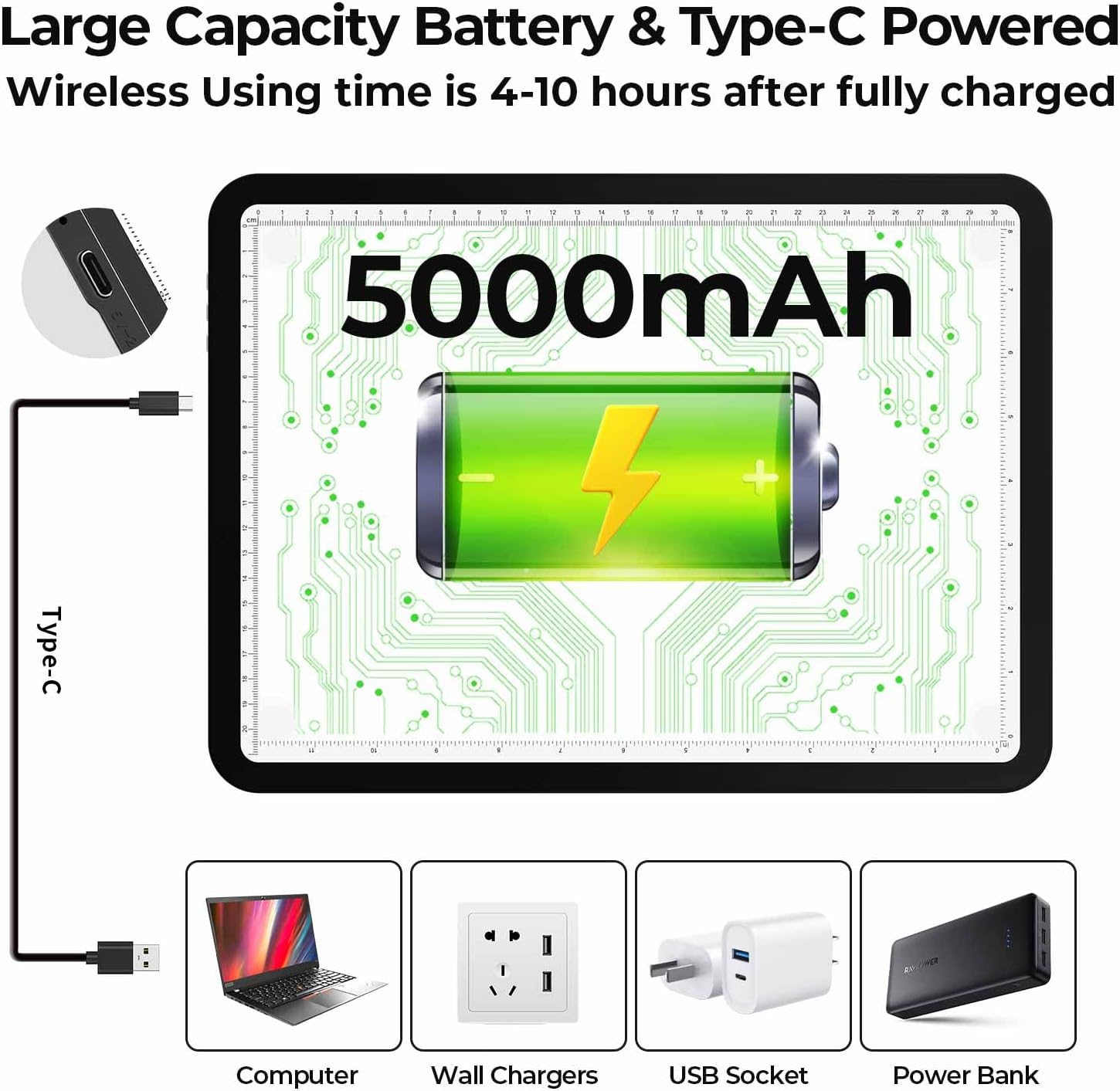 Heanolier Rechargeable A3 Light Board with Stand & Bag for Diamond Painting,5100 Lux Magnetic Light Pad with Side Buttons,Wireless Light Box for Tracing,LED Light Table for Sketching,Drawing,Artcraft