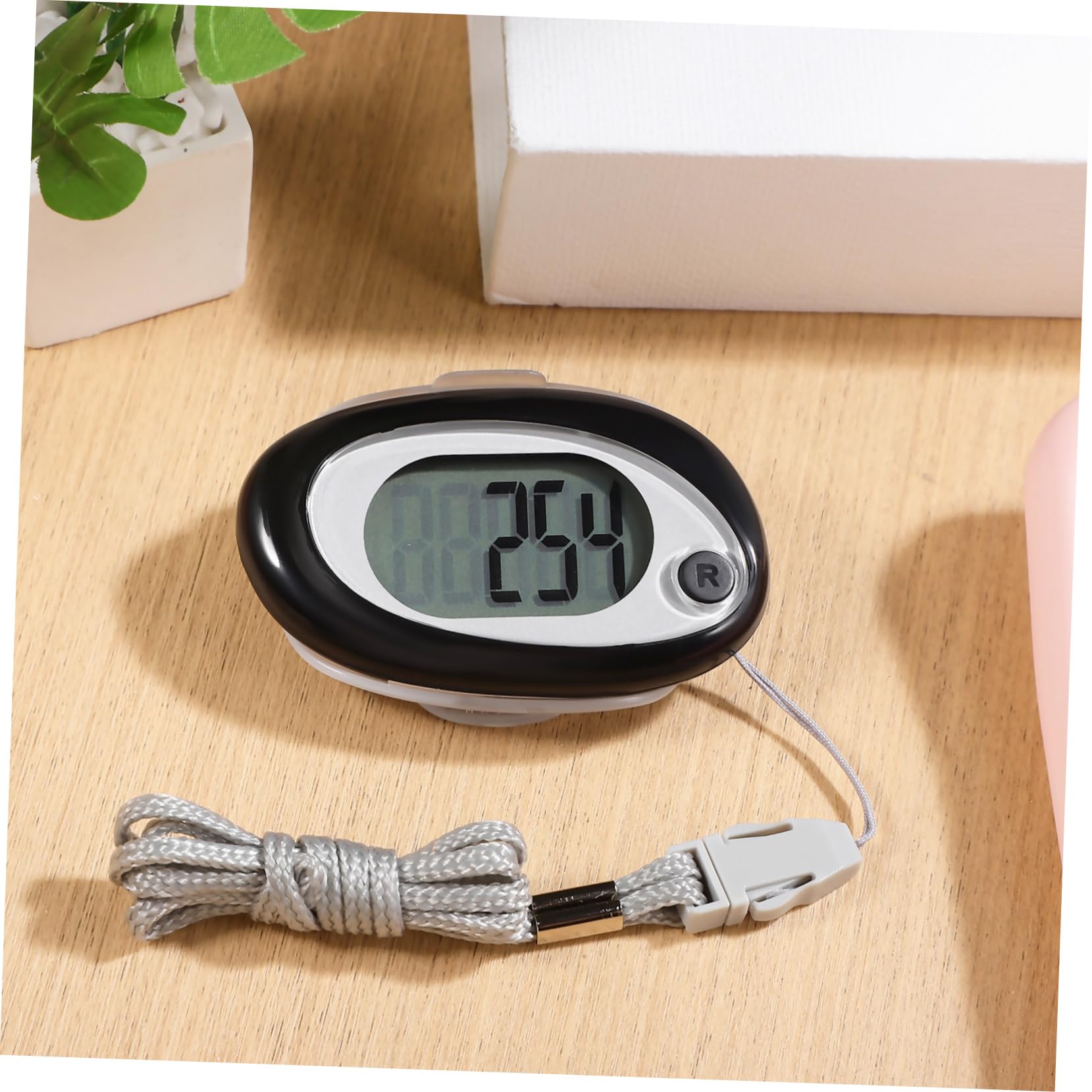 Hemobllo Schrittzähler Knöchel Sport Gehen Lanyard Jogging Clips elektronisch 3D Schritte Schlüssel Schalter für Wandern Spazierzähler Lauftheke Plastik Schwarz